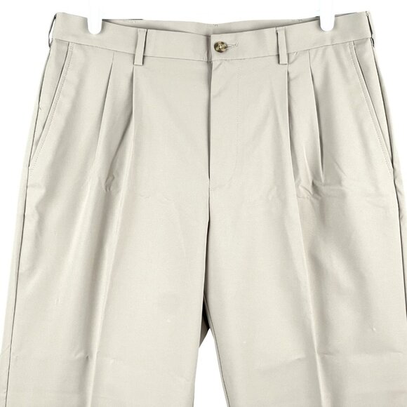 Champions Tour Men Lightweight Beige Pants 34x30 Pleated Front Tapered Leg NWOT - Picture 3 of 12